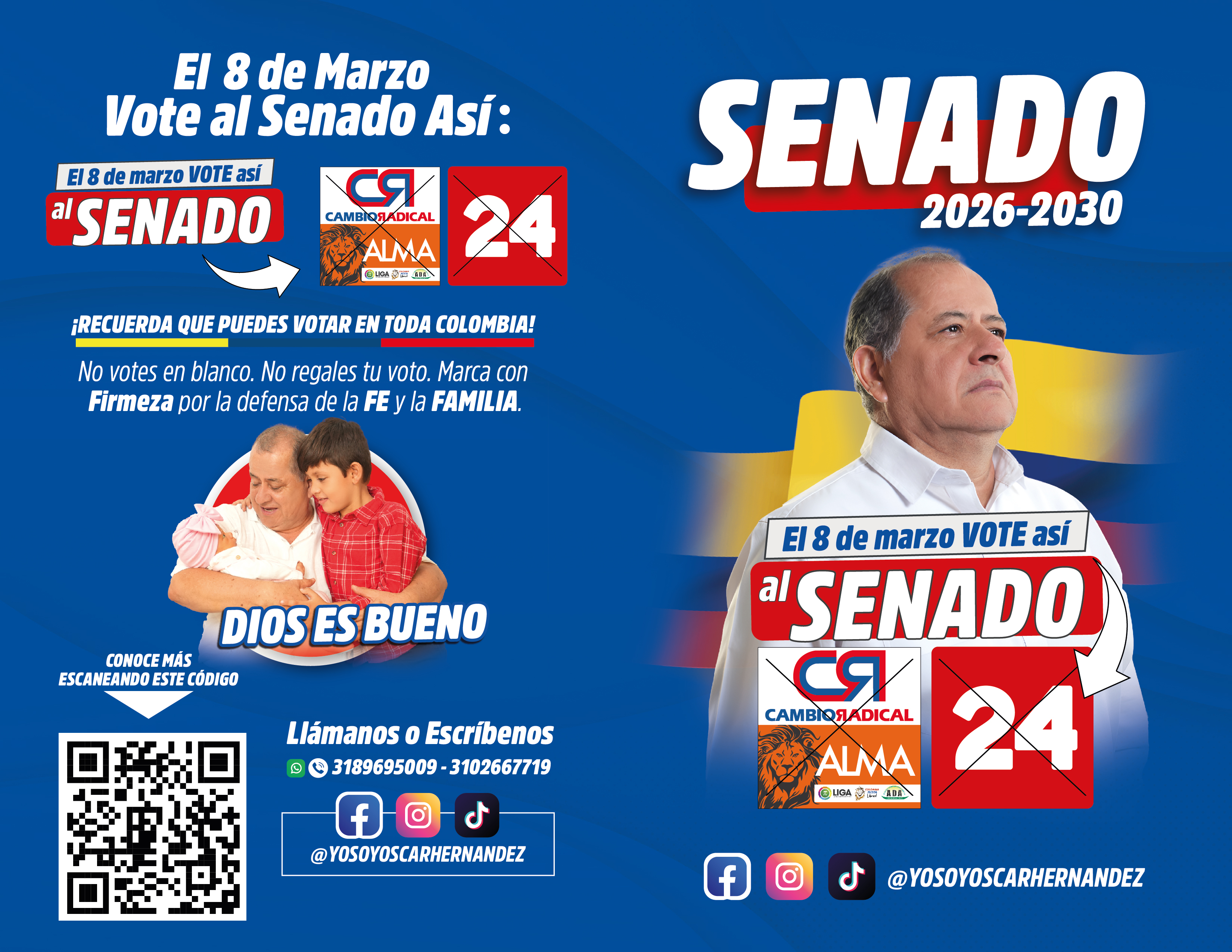 Folleto de votación — Senado — Oscar Hernández — Cambio Radical #24